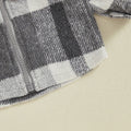 Gray Hooded Plaid Zip-Up Toddler Jacket   