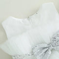 Sparkly Silver Bow Tulle Toddler Dress   