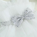 Sparkly Silver Bow Tulle Toddler Dress   