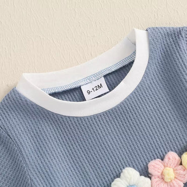 Short Sleeve Waffle Flowers Toddler Set