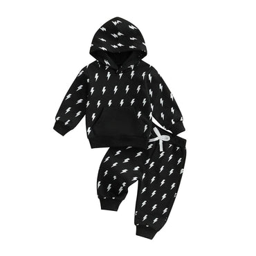 Long Sleeve Hooded Flash Toddler Set Black 9-12 M