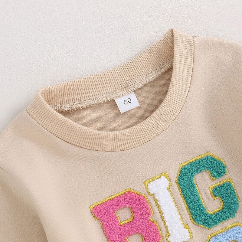 Big Sis Beige Toddler Sweatshirt sweatshirt The Trendy Toddlers 