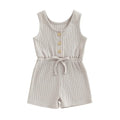 Sleeveless Ribbed Solid Toddler Romper Beige 9-12 M 