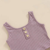 Solid Ribbed Shorts Toddler Set   