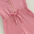 Sleeveless Ribbed Solid Toddler Romper   
