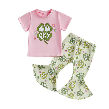 Lucky Pink Tee Flared Pants Toddler Set