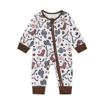 Long Sleeve Zipper Western Baby Jumpsuit