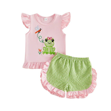 Fly Sleeve Ruffled Frog Toddler Set Sets The Trendy Toddlers 