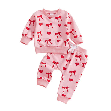 Long Sleeve Hearts Bows Baby Set Sets The Trendy Toddlers 