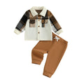 Long Sleeve Collar Plaid Toddler Set