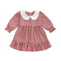 Long Sleeve Collar Plaid Toddler Dress