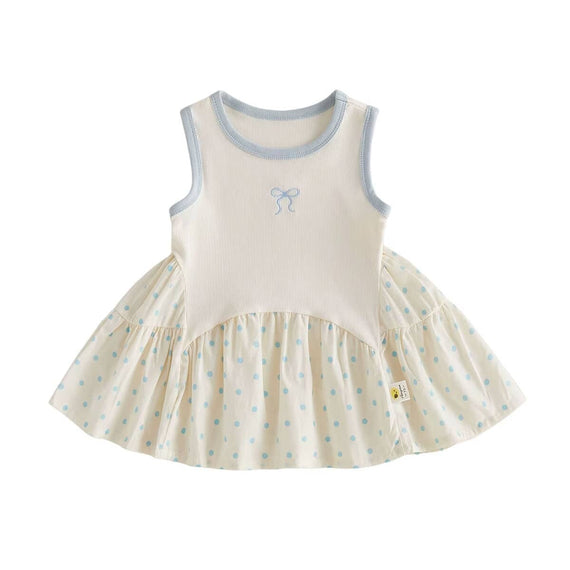 Sleeveless Polka Dot Bow Toddler Dress
