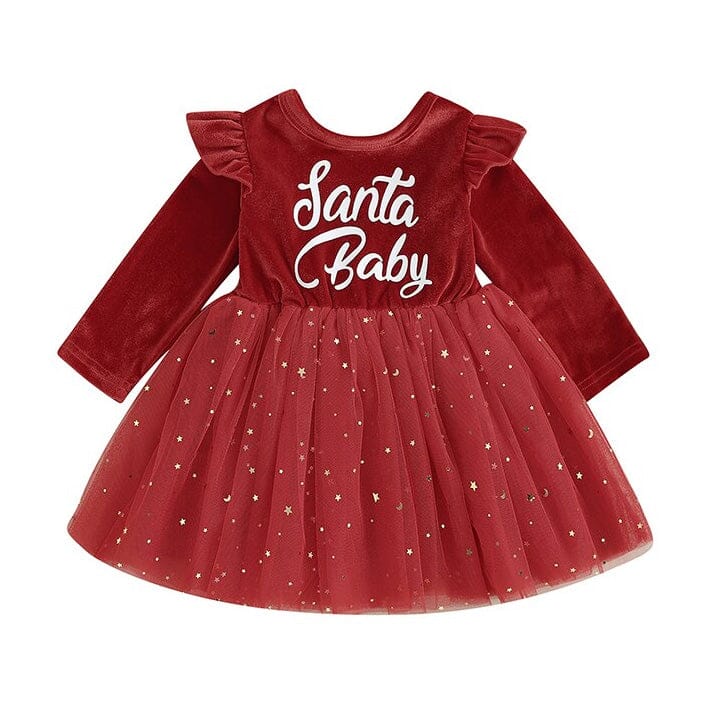Long Sleeve Santa Baby Dress Holiday The Trendy Toddlers 