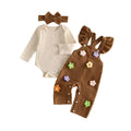 Long Sleeve Ribbed Flowers Baby Set