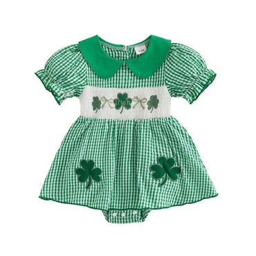 Short Sleeve Collar St. Patrick's Day Baby Romper