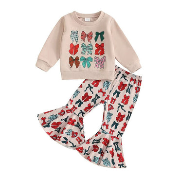 Christmas Pants Flared Pants Baby Set   