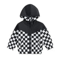 Checkered Hooded Toddler Jacket Black 9-12 M 