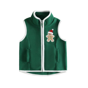 Christmas Fleece Zipper Toddler Vest Vest The Trendy Toddlers Green 9-12 M 