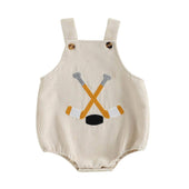 Sleeveless Corduroy Hockey Baby Romper Beige 0-3 M
