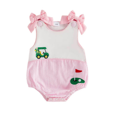 Sleeveless Bows Striped Golf Baby Romper