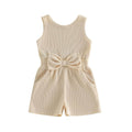 Sleeveless Bow Waffle Toddler Romper Beige 9-12 M