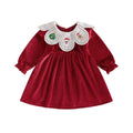 Long Sleeve Christmas Velvet Toddler Dress Dresses The Trendy Toddlers Red 9-12 M 