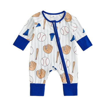 Long Sleeve Baseball Zip Up Baby Jumpsuit