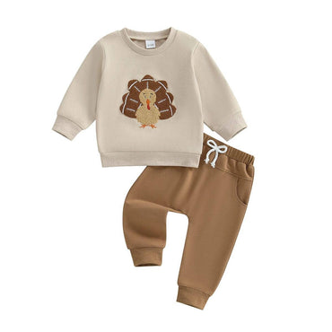Long Sleeve Thanksgiving Turkey Baby Set Beige 3-6 M