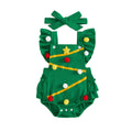 Fly Sleeve Christmas Pom Pom Baby Romper