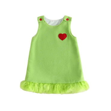 Sleeveless Grinch Heart Toddler Dress