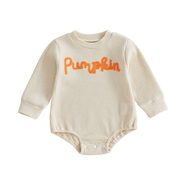 Long Sleeve Pumpkin Baby Bodysuit Bodysuit The Trendy Toddlers Beige 0-3 M 