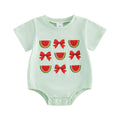 Short Sleeve Watermelon Bow Baby Bodysuit
