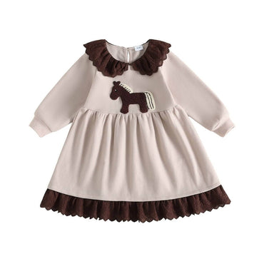 Long Sleeve Pony Lace Toddler Dress Dresses The Trendy Toddlers 