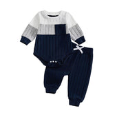 Long Sleeve Ribbed Block Pocket Baby Set