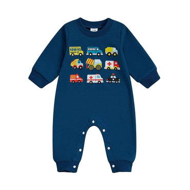 Long Sleeve Helper Cars Baby Jumpsuit