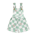 Sleeveless Daisy Checkered Toddler Romper Green 9-12 M 