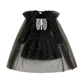 Halloween Skeleton Velvet Toddler Dress