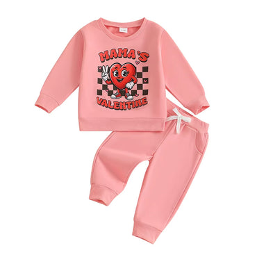 Mama's Valentine Pink Checkered Baby Set