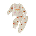 Long Sleeve Pumpkin Bow Waffle Toddler Set Sets The Trendy Toddlers 