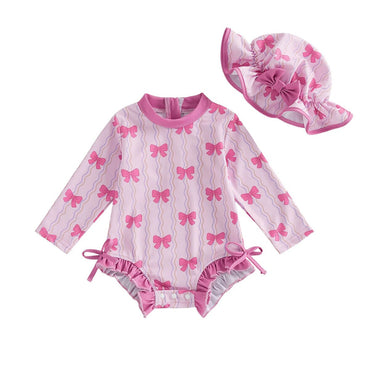 Long Sleeve Bows Baby Swimsuit