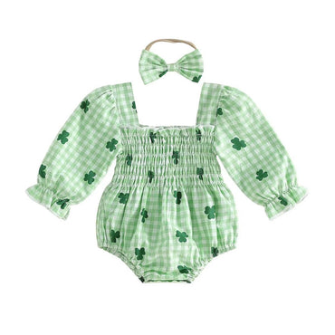 Puff Sleeve St. Patrick’s Day Baby Romper