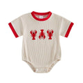 Short Sleeve Lobster Waffle Baby Romper