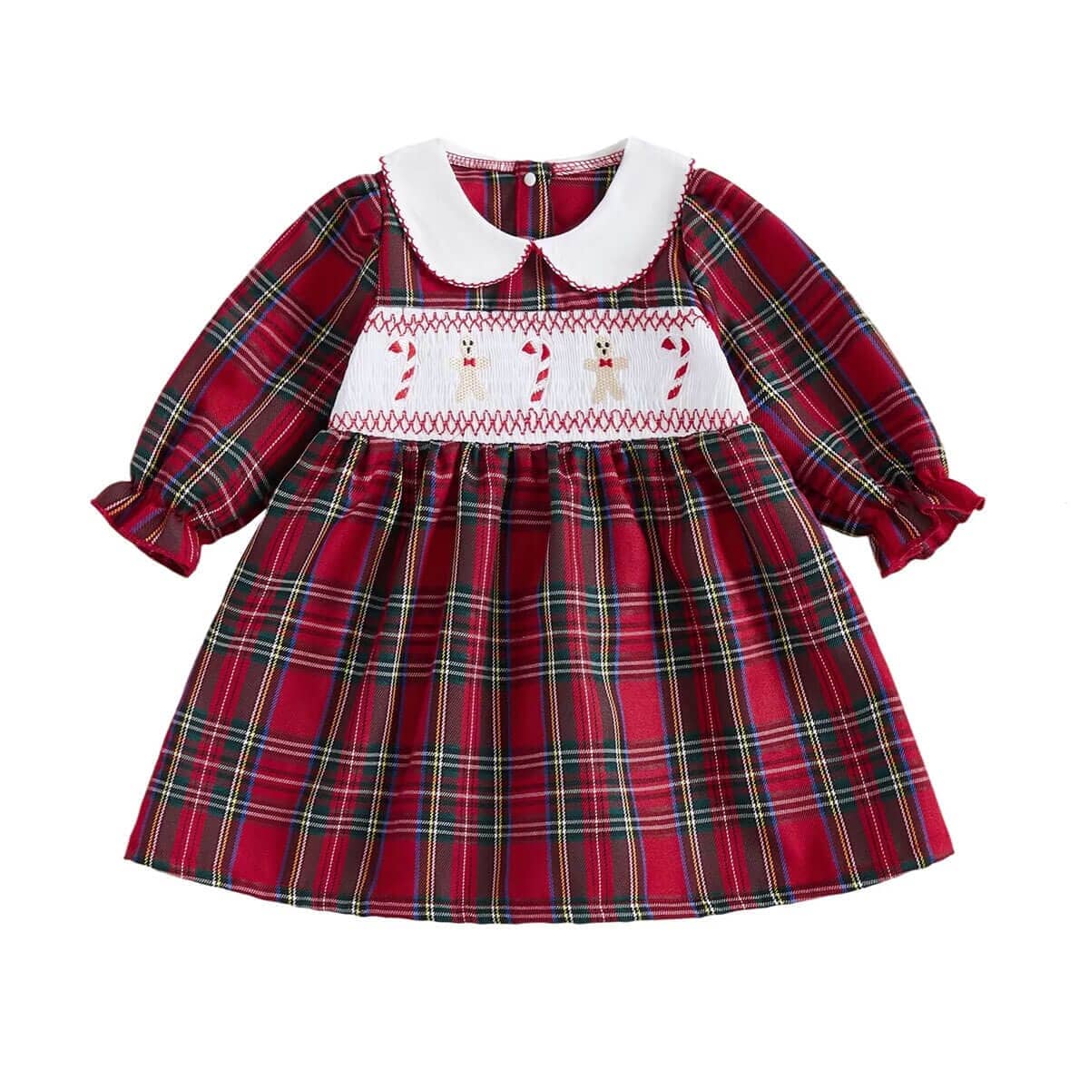 Toddler Girl Puff Sleeve Christmas Plaid Dress – The Trendy Toddlers