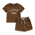 Short Sleeve Little Dude Toddler Set Brown 9-12 M 