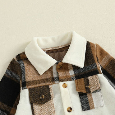 Long Sleeve Collar Plaid Toddler Set