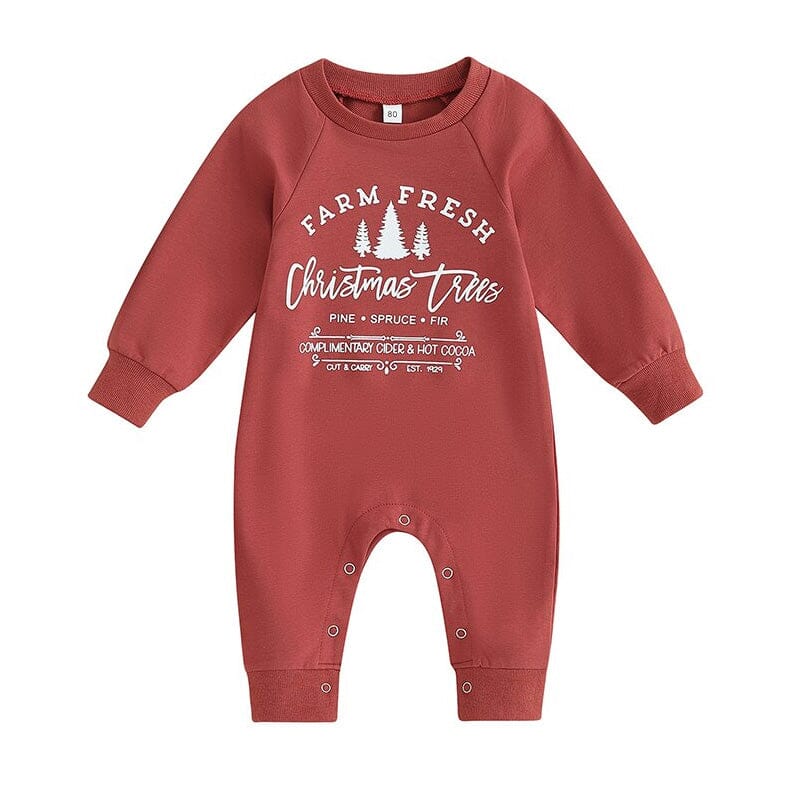Christmas Trees Baby Jumpsuit Holiday The Trendy Toddlers Red 0-3 M 