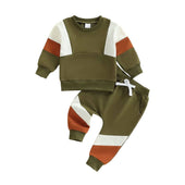Long Sleeve Color Block Toddler Set Green 9-12 M