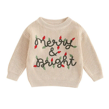 Merry Bright Christmas Baby Sweater Beige 0-3 M United States