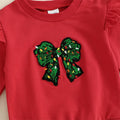 Long Sleeve Christmas Bow Flared Toddler Set