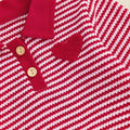 Long Sleeve Valentine's Day Striped Collar Baby Set